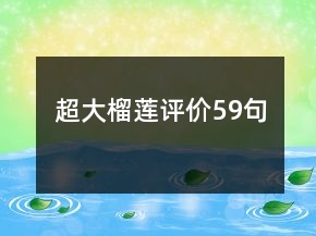 超大榴莲评价59句