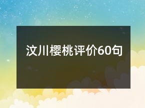 汶川樱桃评价60句