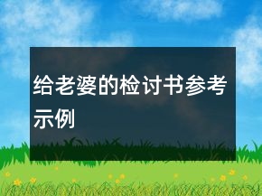 给老婆的检讨书参考示例