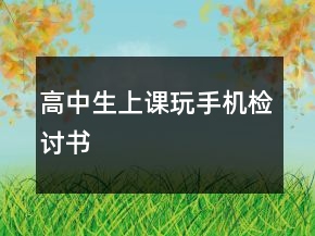 高中生上课玩手机检讨书