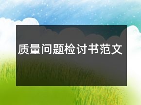 质量问题检讨书范文