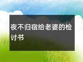 夜不归宿给老婆的检讨书