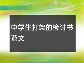 中学生打架的检讨书范文