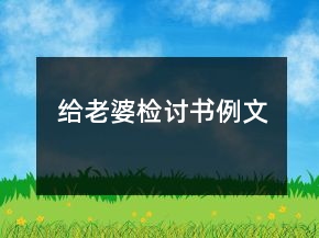 给老婆检讨书例文