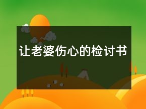 让老婆伤心的检讨书