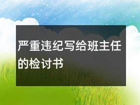 严重违纪写给班主任的检讨书