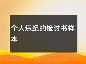 个人违纪的检讨书样本