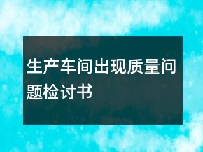 生产车间出现质量问题检讨书