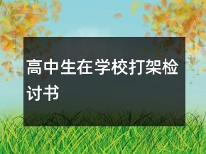 高中生在学校打架检讨书