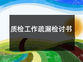 质检工作疏漏检讨书