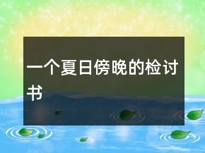 一个夏日傍晚的检讨书