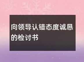 向领导认错态度诚恳的检讨书