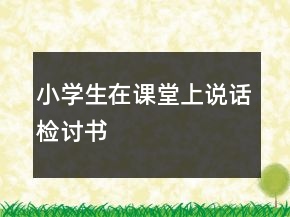 小学生在课堂上说话检讨书