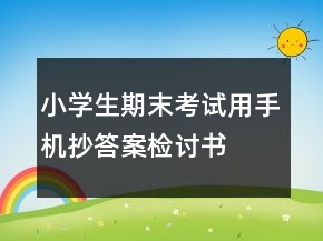 小学生期末考试用手机抄答案检讨书