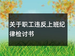 关于职工违反上班纪律检讨书