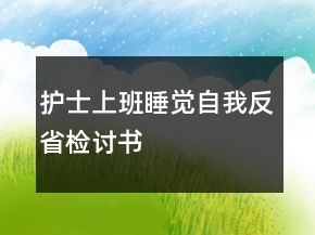 护士上班睡觉自我反省检讨书
