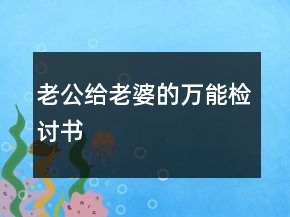 老公给老婆的万能检讨书