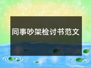 同事吵架检讨书范文