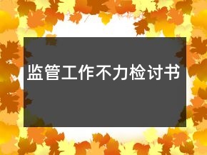 监管工作不力检讨书