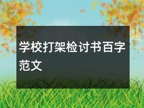 学校打架检讨书百字范文