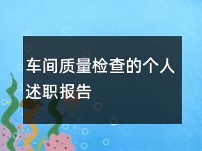 车间质量检查的个人述职报告