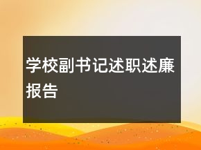 学校副书记述职述廉报告