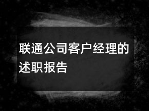联通公司客户经理的述职报告