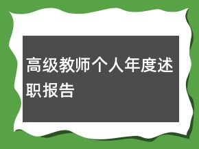 高级教师个人年度述职报告