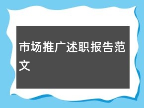市场推广述职报告范文