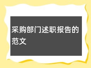 采购部门述职报告的范文
