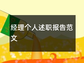 经理个人述职报告范文
