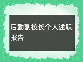 后勤副校长个人述职报告