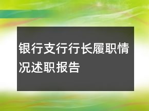 银行支行行长履职情况述职报告