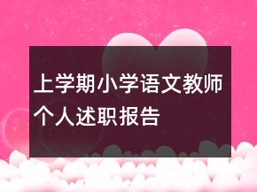 上学期小学语文教师个人述职报告