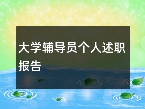 大学辅导员个人述职报告