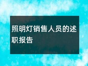 照明灯销售人员的述职报告