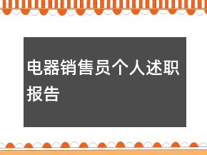 电器销售员个人述职报告