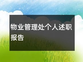 物业管理处个人述职报告
