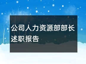 公司人力资源部部长述职报告