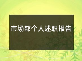市场部个人述职报告