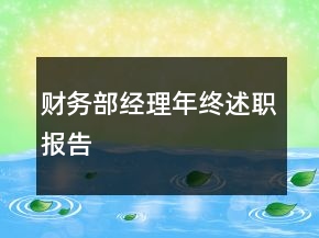财务部经理年终述职报告