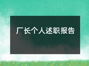 厂长个人述职报告