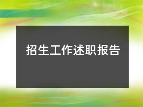 招生工作述职报告