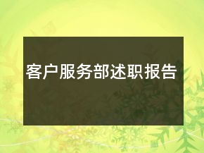 客户服务部述职报告