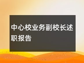 中心校业务副校长述职报告