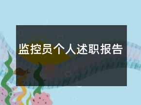 监控员个人述职报告