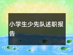 小学生少先队述职报告
