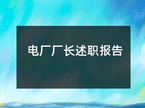 电厂厂长述职报告