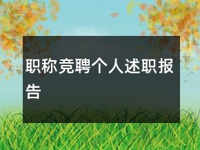 职称竞聘个人述职报告