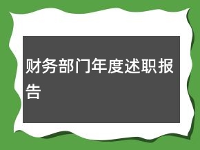 财务部门年度述职报告
